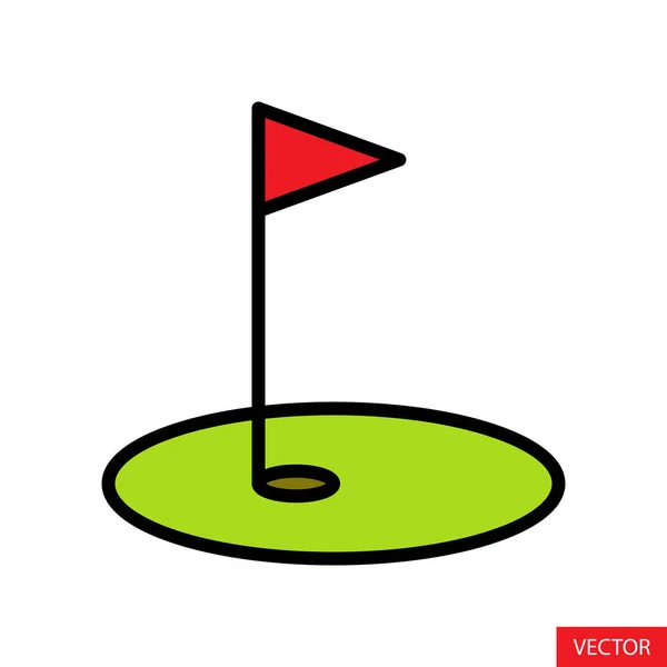 Drapeau Rouge Golf Dans Icône Vectorielle Trou Dans Conception Style — Image vectorielle