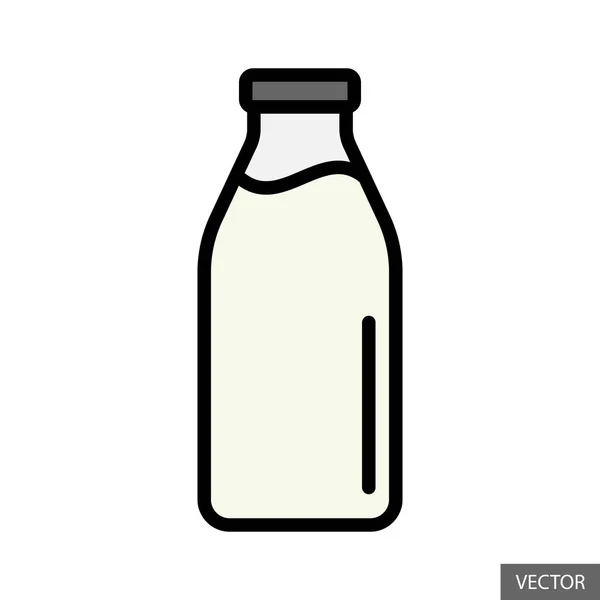 Icône Vectorielle Bouteille Lait Dans Conception Style Plat Pour Conception — Image vectorielle