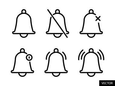 Uyarı çanı, Ring kipi, bildirim zilini kapat, web sitesi, uygulama, UI için satır tasarımı için Sessiz mod vektör simgesi, beyaz arkaplanda izole edilmiş. Düzenlenebilir felç. EPS 10 vektör dosyası.