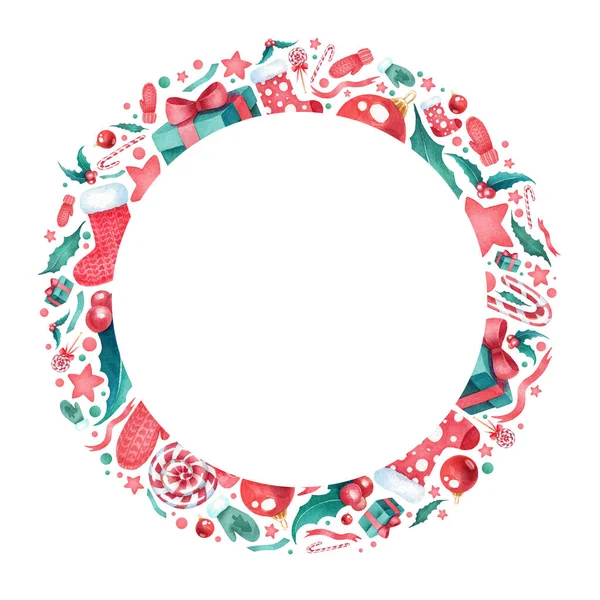 Tasarımın için güzel suluboya bir Noel çerçevesi. Beyaz zemin üzerine kırmızı ve yeşil el çizilmiş suluboya elementleri olan şirin bir çerçeve. Mutlu Noeller ve mutlu yıllar.!