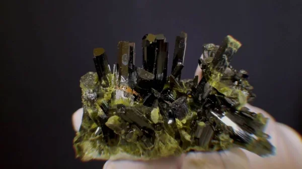 Vesuvianus Macromineral Crystal Stone Black Background — Stockfoto