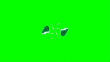 Soyut arkaplan, yeşil arkaplandaki sıçramalarla vurgulanan, limon renkli bir mürekkep damlasından oluşan bir sıçramadır.