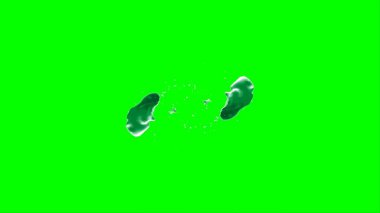 Soyut arkaplan, yeşil arkaplandaki sıçramalarla vurgulanan, limon renkli bir mürekkep damlasından oluşan bir sıçramadır.