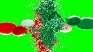 Soyut arkaplan bir damla kireç ve kırmızı mürekkep ile oluşturulan bir sıçramadır, yeşil arka plandaki sıçramalarla vurgulanır.