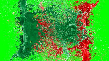 Soyut arkaplan bir damla kireç ve kırmızı mürekkep ile oluşturulan bir sıçramadır, yeşil arka plandaki sıçramalarla vurgulanır.