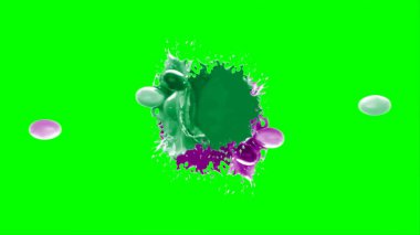 Suluboya tasarımının sanatsal çok renkli unsurları, soyut arkaplan, yeşil arka plandaki sıçramalarla vurgulanan bir damla kireç ve peri mürekkebi tarafından oluşturulan bir sıçramadır.