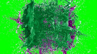 Suluboya tasarımının sanatsal çok renkli unsurları, soyut arkaplan, yeşil arka plandaki sıçramalarla vurgulanan bir damla kireç ve peri mürekkebi tarafından oluşturulan bir sıçramadır.