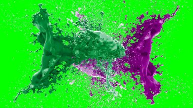 Suluboya tasarımının sanatsal çok renkli unsurları, soyut arkaplan, yeşil arka plandaki sıçramalarla vurgulanan bir damla kireç ve peri mürekkebi tarafından oluşturulan bir sıçramadır.