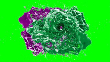 Suluboya tasarımının sanatsal çok renkli unsurları, soyut arkaplan, yeşil arka plandaki sıçramalarla vurgulanan bir damla kireç ve peri mürekkebi tarafından oluşturulan bir sıçramadır.