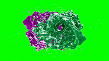 Suluboya tasarımının sanatsal çok renkli unsurları, soyut arkaplan, yeşil arka plandaki sıçramalarla vurgulanan bir damla kireç ve peri mürekkebi tarafından oluşturulan bir sıçramadır.