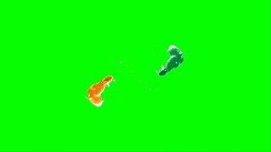 Suluboya tasarımının sanatsal çok renkli unsurları, soyut arkaplan, yeşil arkaplandaki sıçramalarla vurgulanan bir damla kireç ve turuncu mürekkeple oluşturulan bir sıçramadır.