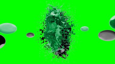 Soyut toz patlamasının hareketi siyah arka planda donmuş yeşil. Siyah zemin üzerindeki toz yeşilinin hareketini durdur. Patlayıcı tozu siyah arkaplanda yeşil