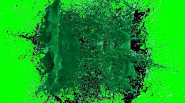 Soyut toz patlamasının hareketi siyah arka planda donmuş yeşil. Siyah zemin üzerindeki toz yeşilinin hareketini durdur. Patlayıcı tozu siyah arkaplanda yeşil