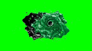 Soyut toz patlamasının hareketi siyah arka planda donmuş yeşil. Siyah zemin üzerindeki toz yeşilinin hareketini durdur. Patlayıcı tozu siyah arkaplanda yeşil