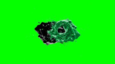 Soyut toz patlamasının hareketi siyah arka planda donmuş yeşil. Siyah zemin üzerindeki toz yeşilinin hareketini durdur. Patlayıcı tozu siyah arkaplanda yeşil