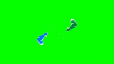 Soyut arkaplan, yeşil arkaplandaki sıçramalarla vurgulanan bir damla yeşil ve mavi mürekkep tarafından oluşturulan bir sıçramadır. Patlayan renkli mürekkebin dondurucu hareketi. Dışavurumculuk tarzında kaotik bir sanat eseri..