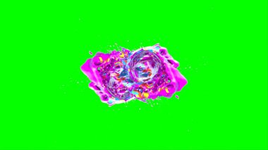 Soyut arkaplan, yeşil arkaplandaki sıçramalarla vurgulanan bir damla kırmızı ve mavi mürekkep tarafından oluşturulan bir sıçramadır. Patlayan renkli mürekkebin dondurucu hareketi. Dışavurumculuk tarzında kaotik bir sanat eseri.