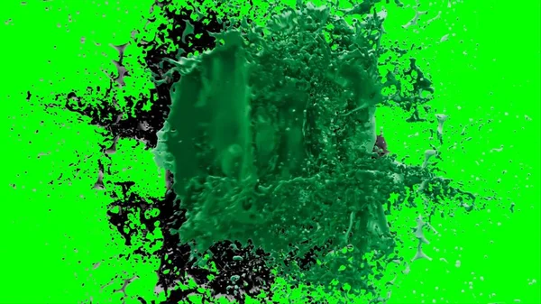 Movement Abstract Dust Explosion Frozen Green Black Background Stop Movement — Stock Photo, Image