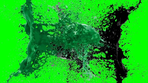 Movement Abstract Dust Explosion Frozen Green Black Background Stop Movement — Stock Photo, Image