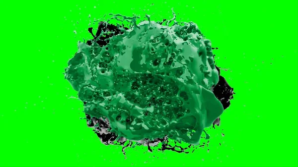 Soyut toz patlamasının hareketi siyah arka planda donmuş yeşil. Siyah zemin üzerindeki toz yeşilinin hareketini durdur. Patlayıcı tozu siyah arkaplanda yeşil