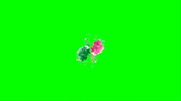 Absztrakt Háttér Egy Fröccsenés Által Létrehozott Csepp Zöld Rózsaszín Tinta — Stock Fotó