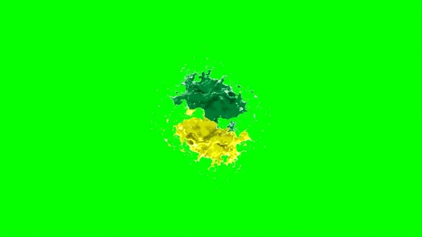 Abstract Background Splash Created Drop Green Yellow Ink Highlighted Splashes — Fotografia de Stock
