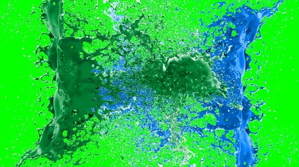 Fundo Abstrato Splash Criado Por Uma Gota Tinta Verde Azul — Fotografia de Stock