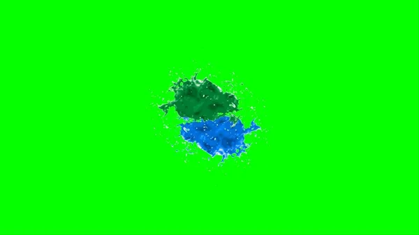 Fondo Abstracto Chapoteo Creado Por Una Gota Tinta Verde Azul — Foto de Stock