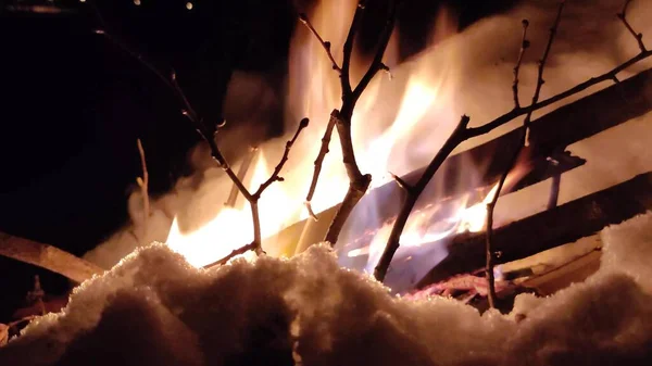 Μια Φλεγόμενη Φωτιά Καίγεται Μια Φωτιά Στο Δάσος Υφή Μιας — Φωτογραφία Αρχείου