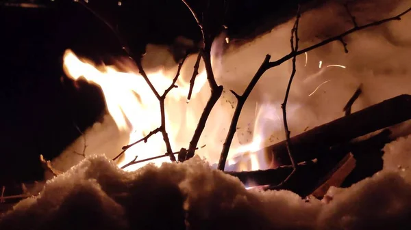 Flammande Eld Brasa Brinner Skogen Konsistensen Brinnande Eld Bränner Torra — Stockfoto