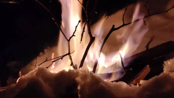 Flammande Eld Brasa Brinner Skogen Konsistensen Brinnande Eld Bränner Torra — Stockfoto