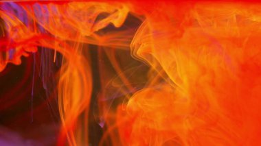 Sudaki renk patlamasının turuncu-kırmızı animasyonu. Başlangıçta hızlanma ile yavaş çekim