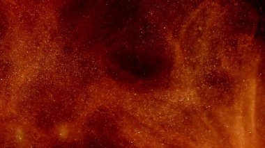 Sudaki renk patlamasının turuncu-kırmızı animasyonu. Başlangıçta hızlanma ile yavaş çekim