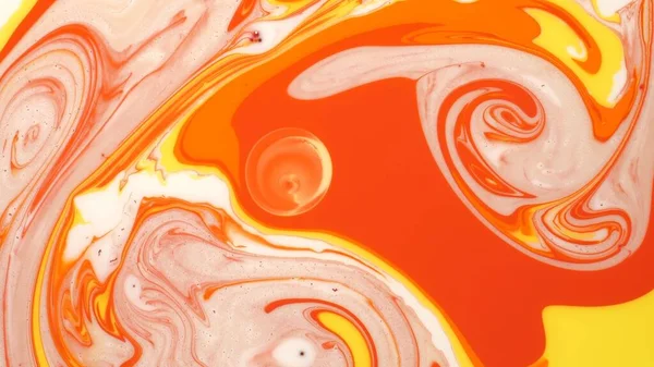 Многоцветные Мраморные Чернила Оранжевый Мраморный Узор Комбинации Изгибов Абстрактный Шаблон — стоковое фото