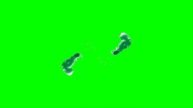 Soyut arkaplan, yeşil arkaplandaki sıçramalarla vurgulanan, limon renkli bir mürekkep damlasından oluşan bir sıçramadır.