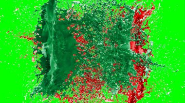 Soyut arkaplan bir damla kireç ve kırmızı mürekkep ile oluşturulan bir sıçramadır, yeşil arka plandaki sıçramalarla vurgulanır.