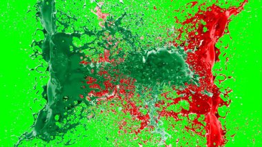 Soyut arkaplan bir damla kireç ve kırmızı mürekkep ile oluşturulan bir sıçramadır, yeşil arka plandaki sıçramalarla vurgulanır.