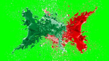 Soyut arkaplan bir damla kireç ve kırmızı mürekkep ile oluşturulan bir sıçramadır, yeşil arka plandaki sıçramalarla vurgulanır.