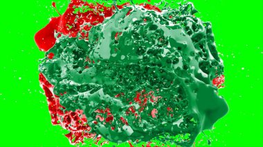 Soyut arkaplan bir damla kireç ve kırmızı mürekkep ile oluşturulan bir sıçramadır, yeşil arka plandaki sıçramalarla vurgulanır.