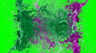 Suluboya tasarımının sanatsal çok renkli unsurları, soyut arkaplan, yeşil arka plandaki sıçramalarla vurgulanan bir damla kireç ve peri mürekkebi tarafından oluşturulan bir sıçramadır.