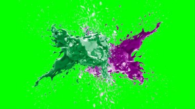 Suluboya tasarımının sanatsal çok renkli unsurları, soyut arkaplan, yeşil arka plandaki sıçramalarla vurgulanan bir damla kireç ve peri mürekkebi tarafından oluşturulan bir sıçramadır.