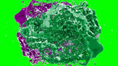 Suluboya tasarımının sanatsal çok renkli unsurları, soyut arkaplan, yeşil arka plandaki sıçramalarla vurgulanan bir damla kireç ve peri mürekkebi tarafından oluşturulan bir sıçramadır.