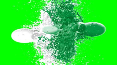 Suluboya tasarımının sanatsal çok renkli unsurları, soyut arkaplan, yeşil arka plandaki sıçramalarla vurgulanan bir damla kireç ve beyaz mürekkeple oluşturulan bir sıçramadır.