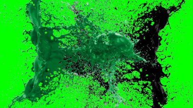 Soyut toz patlamasının hareketi siyah arka planda donmuş yeşil. Siyah zemin üzerindeki toz yeşilinin hareketini durdur. Patlayıcı tozu siyah arkaplanda yeşil