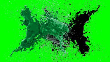 Soyut toz patlamasının hareketi siyah arka planda donmuş yeşil. Siyah zemin üzerindeki toz yeşilinin hareketini durdur. Patlayıcı tozu siyah arkaplanda yeşil