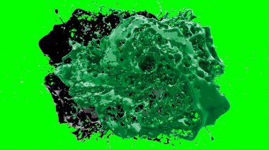 Soyut toz patlamasının hareketi siyah arka planda donmuş yeşil. Siyah zemin üzerindeki toz yeşilinin hareketini durdur. Patlayıcı tozu siyah arkaplanda yeşil