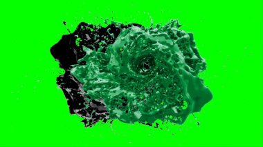 Soyut toz patlamasının hareketi siyah arka planda donmuş yeşil. Siyah zemin üzerindeki toz yeşilinin hareketini durdur. Patlayıcı tozu siyah arkaplanda yeşil