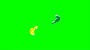 Soyut arkaplan, yeşil arkaplandaki sıçramalarla vurgulanan yeşil ve sarı mürekkep damlasının oluşturduğu bir sıçramadır. Patlayan renkli mürekkebin dondurucu hareketi.