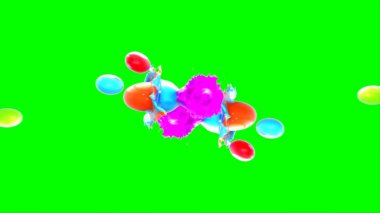 Soyut arkaplan, yeşil arkaplandaki sıçramalarla vurgulanan bir damla kırmızı ve mavi mürekkep tarafından oluşturulan bir sıçramadır. Patlayan renkli mürekkebin dondurucu hareketi. Dışavurumculuk tarzında kaotik bir sanat eseri.