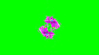 Soyut arkaplan, yeşil arkaplandaki sıçramalarla vurgulanan bir damla kırmızı ve mavi mürekkep tarafından oluşturulan bir sıçramadır. Patlayan renkli mürekkebin dondurucu hareketi. Dışavurumculuk tarzında kaotik bir sanat eseri.